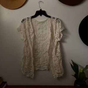 Short sleeve boho lace cardigan/coverup